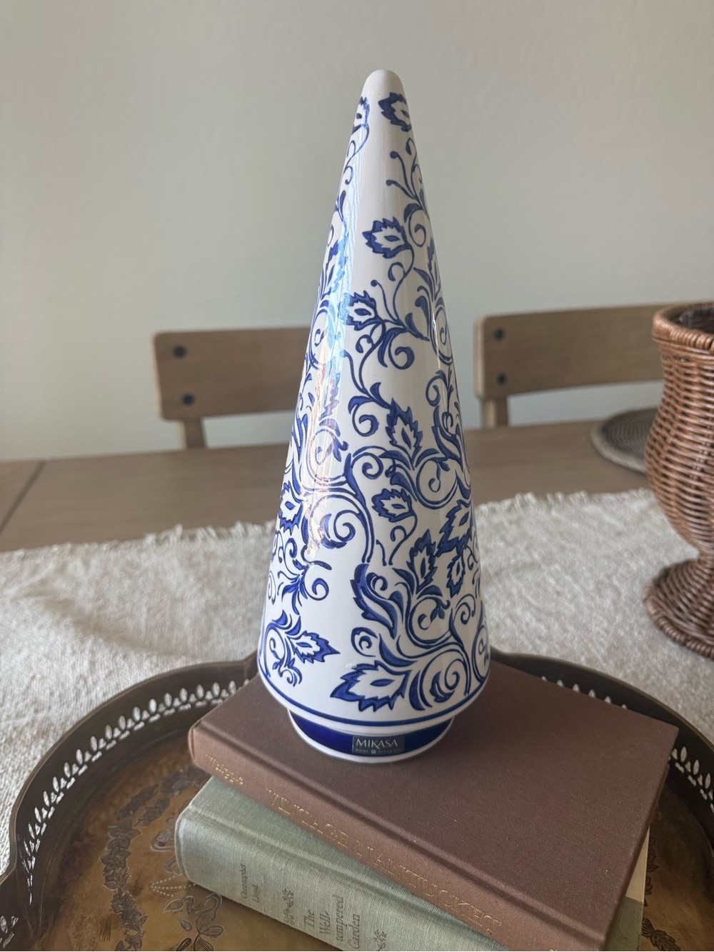 Mikasa Ceramic Christmas Tree Figurine {Blue and White}